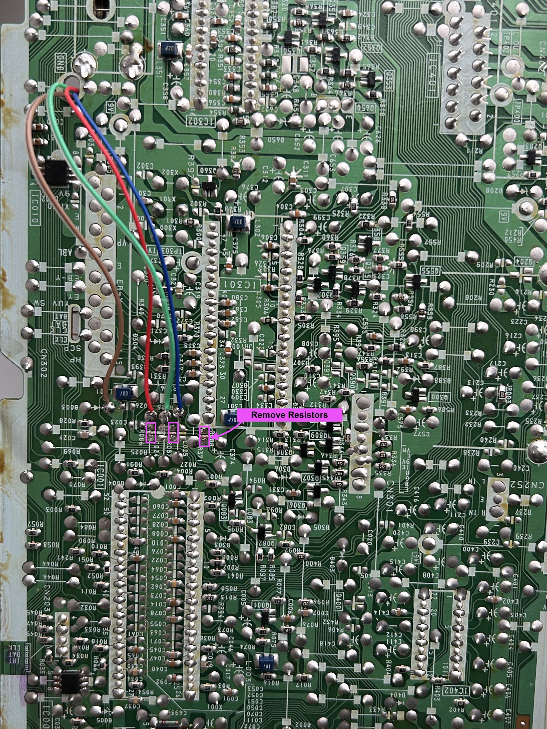 Sony KV-27S42 resistors to remove