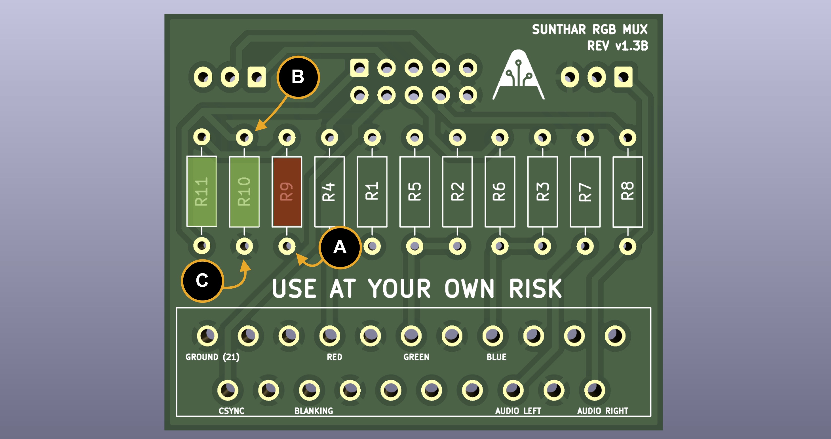 RGB mux board voltage divider